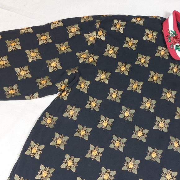 Reason Shirt Size 3XL Long Sleeve Polo Embroidered Rose Skull Snap Button - Picture 8 of 16